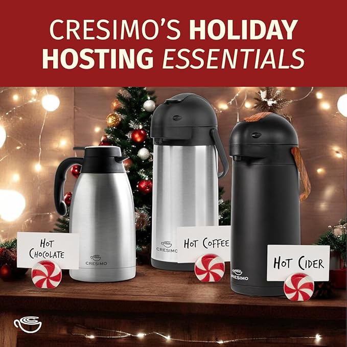 Thermal Coffee Carafe 2L / 68 oz – Updated 2025 Model – Insulated Stainless Steel Coffee Dispenser for Hot & Cold Drinks – 24h Cold / 12h Hot – Coffee Urn & Tea Carafe with Cleaning Brush by Cresimo - Image 3