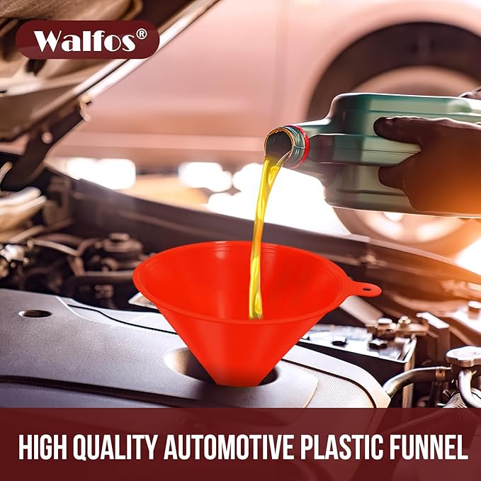 walfos 4pcs Kitchen Plastic Funnel (NO BPA),Automotive Funnel for Liquid Transfer,funnels for Filling Bottles, containers or Kitchen funnels for Laboratory use. red（4.7in&3.7in&2.7in&2in - Image 3