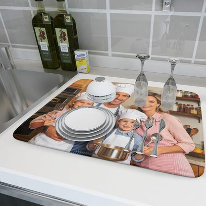 Custom Personalized Dish Drying Mat for Kitchen Counter Customized Dying Pad with Picture Text Home Decor Large - Image 6