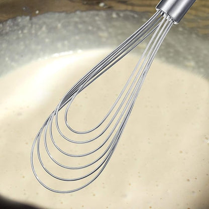 Patelai 3 Pieces Stainless Steel Kitchen Flat Whisk Set Stainless Steel Flat Wire Egg Utensils Whisk for Cooking Blending Whisking Beating(8 Inch,10 Inch,11.6 Inch) - Image 3