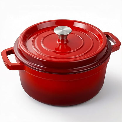 Miereirl 6.5 Quart Enameled Dutch Oven Pot with Lid, Cast Iron Dutch Oven with Dual Handles for Bread Baking, Cooking, Non-stick Enamel Coated Cookware (Red) by Miereirl