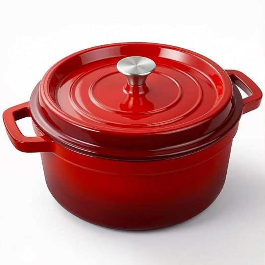 Miereirl 6.5 Quart Enameled Dutch Oven Pot with Lid, Cast Iron Dutch Oven with Dual Handles for Bread Baking, Cooking, Non-stick Enamel Coated Cookware (Red) by Miereirl