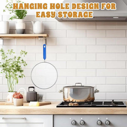 1PCS Splatter Screen for Frying Pan, 8Inch Stainless Steel Splatter Guard for Frying Pan Cooking Pots Food Strainer and Universal Cookware for Cooking, Kitchen Splash Guard No Oil Mess, No Burns(Blue) - Image 7