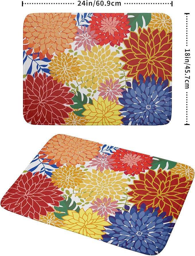 Modern Floral Dish Drying Mat Large Multicolored Tropical Drying Pad for Kitchen Counter - Image 2