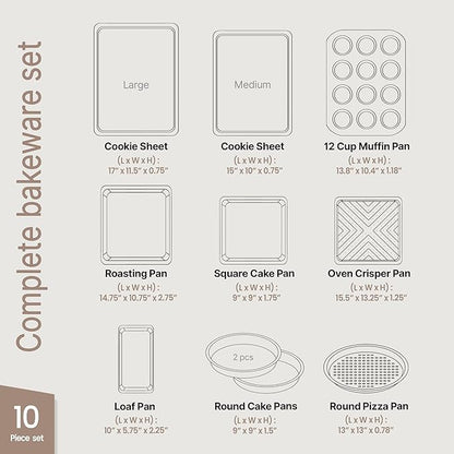 Baking Set – 10 Piece – Deluxe Non Stick Black Coating Inside and Outside – Carbon Steel Bakeware Set – PFOA PFOS and PTFE Free by Bakken - Image 2
