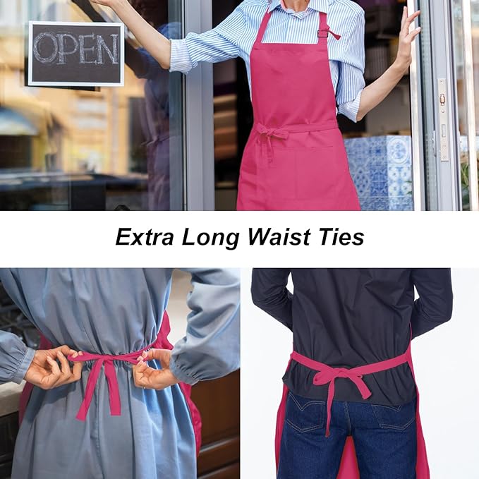 15 Pcs Adult Aprons Bulk with Pockets Adjustable Bib Chef Apron for Women Men Painting Cooking Crafting (S/L) - Image 4