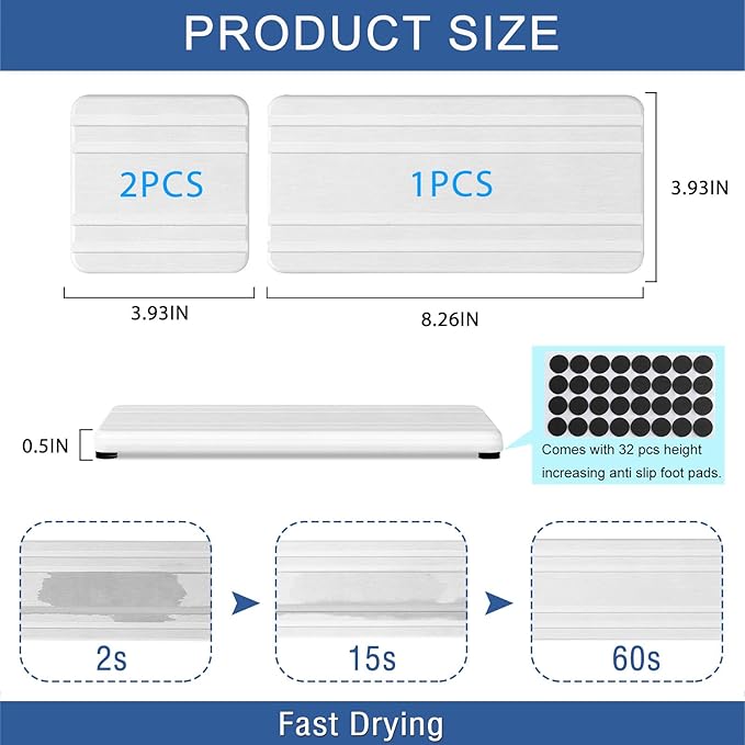 3PCS Water Absorbing Stone Tray, DryingNeat Diatomite Stone Sink Tray, Instant Dry Sink Coasters, Kitchen Sponge Hand Soap Holder, Bathroom Sink Vanity Trays,8 * 4inch and 4 * 4inch - Image 6