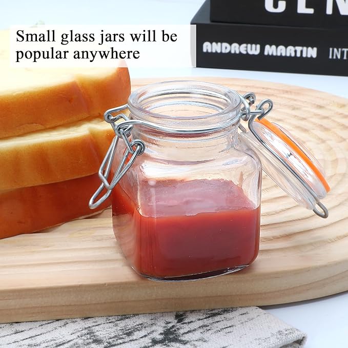 Encheng 4 oz Glass Jars With Airtight Lids And Leak Proof Rubber Gasket,Small Mason Jars With Hinged Lids For Kitchen, Mini Spice Jars With Twine And Tags Labeling 30 Pack - Image 8