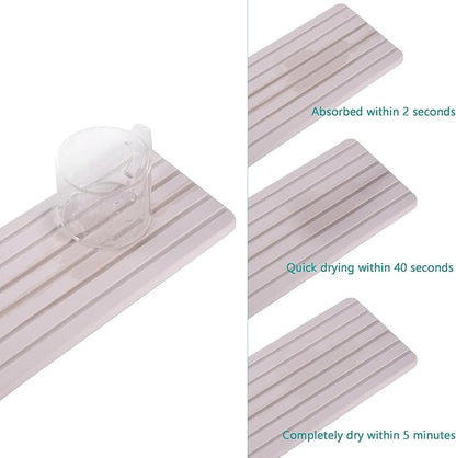 NiuYichee 2 PCS Water Absorbent diatomite Coasters, 10.2" x 4" Water Absorbing Stone Tray for Sink, Stone Drying mat for Kitchen Counter, Stone soap Tray Used for Hand Soaps & toiletries & Plants - Image 5