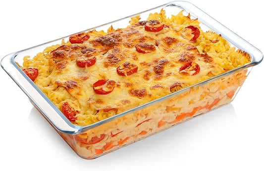 NUTRIUPS 3.7QT Rectangular Deep Glass Baking Dish, Glass Baking Pan for Oven, Clear Bakeware Deep Casserole Dish(3.7QT)