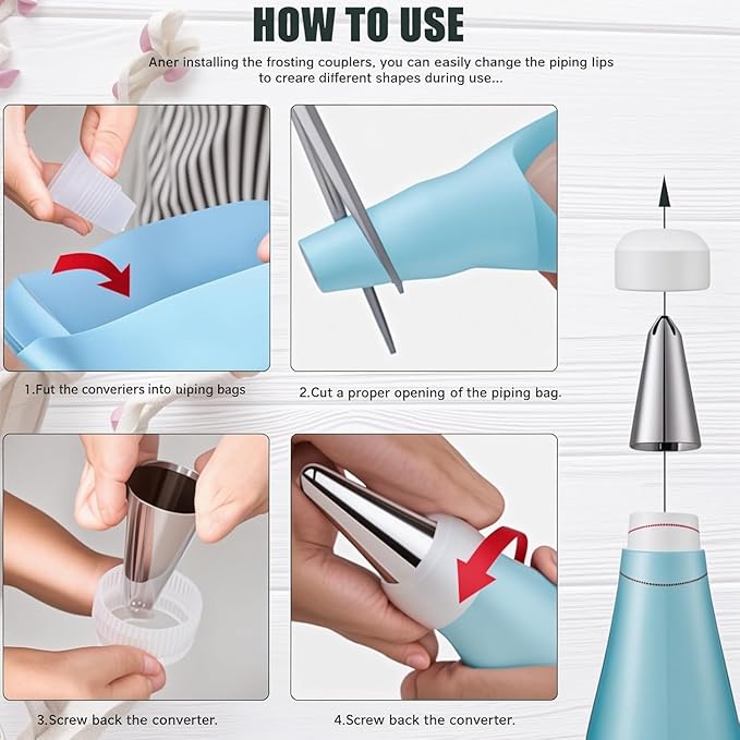 Cake Decorating Tools Supplies Kit - 82Pcs Baking Accessories with Turntable Stand Leveler 12 Piping Tips 52 Bags Icing Comb Scrapers Spatulas Cupcake Cookie Frosting Fondant Bakery Set for Beginners - Image 5