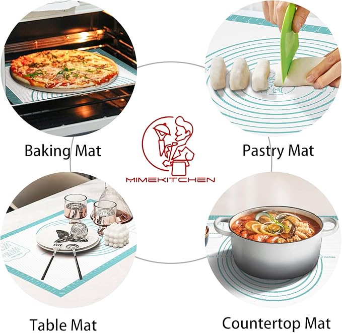 Non stick Pastry Mat, Dough Mat for Rolling, Silicone Baking Mat, Fondant/Pie Crust Mat Kitchen Counter Mat, Macarons Bread Baking Mat Baking Supplies Extra Large 28 x 20 Inch - Image 3