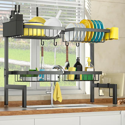 SNSLXH 4 Baskets 2-Tier Over The Sink Dish Drying Rack, 26.57"-35", Large Sink Rack for Kitchen, Extensible and Adjustable, Saving Kitchen Space - Image 7