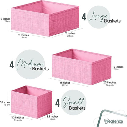 Drawer Organizer Clothes Set of 12 Pink - Dresser Organizer For Nursery, Bedroom, Closet - Perfect Baby Clothes Organizer and Storage & General Nursery Organization or Dresser Drawer Organizers - Image 2