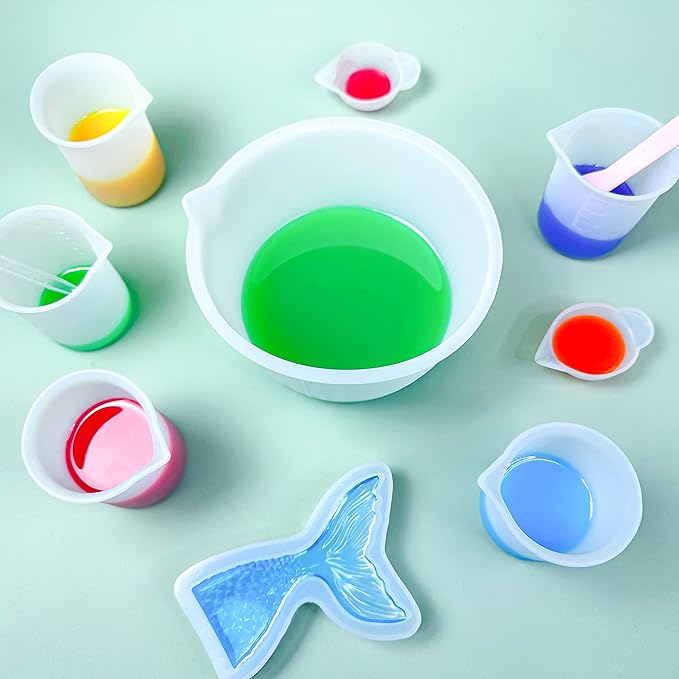 Silicone Measuring Cups for Resin Supplies - Kit with 600ml & 100ml Mixing Cups and Tools for Molds, Epoxy, Cooking, Casting Moulds, Jewelry Making