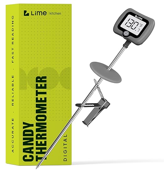 Digital Candy Thermometer with Pot Clip, 10" Long Stainless Steel Probe, Instant Read Kitchen Thermometer for Cooking, Baking, and Candy Making (Gray) by Craft911byLIME