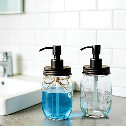 Amolliar Mason Jar Liquid Soap Dispensers, Rustproof Stainless Steel Mason Jar Lid Pump, Refill Hand Soap, Lotions, Dish Soap, Liquid Soap, Bath Soap, Farmhouse Decor for Bathroom, Kitchen 2PC(Bronze) - Image 7