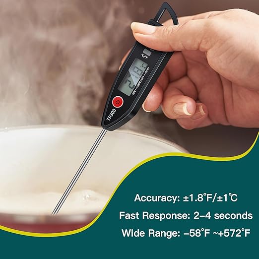 Copkim 3 Pcs Instant Read Meat Thermometer with Long Probe 9.65 Inch Kitchen Cooking Food Candy Waterproof Digital Thermometer for BBQ Water Milk Yogurt Liquid (Pointed,Black) - Image 4