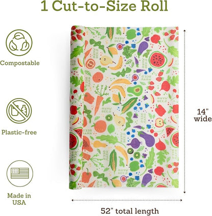 Bee's Wrap Beeswax Wraps for Food - Cut to Size 14x52" Beeswax Wrap Roll - Plastic Free Made in USA Reusable Natural Food Wrap - Garden Party - Image 2