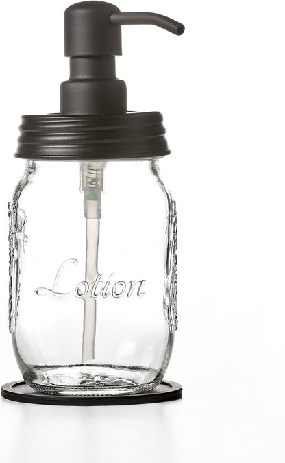 Mason Jar Soap and/or Lotion Dispenser for Hand Sanitizer, Liquid Soap or Hand/Body Lotion (Black, 12oz & 16oz)