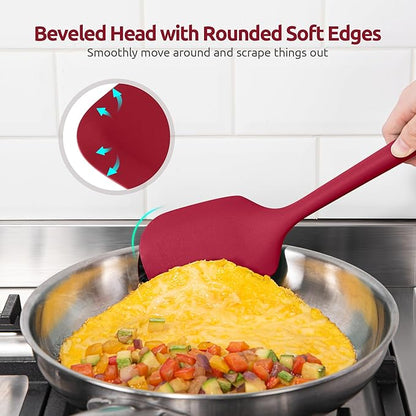 Silicone Kitchen Cooking Utensil Set: U-Taste High Heat Resistant 13.6in Long Kitchen Gadgets, BPA Free Non Stick Rubber Cook Accessories For Stir Frying, Serving, Basting, Mixing (5 Pieces, Red) - Image 7