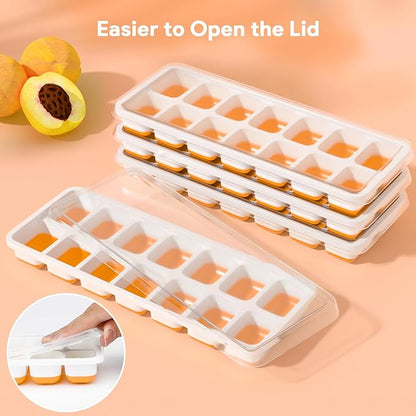 Ice Cube Trays 4 Pack, Airabc Silicone Ice Cube Trays with Removable Lid, Easy-Release Flexible 14-cube Ice Trays, LFGB Certified and BPA Free, Stackable Ice Trays with Covers for Cocktail, Freezer - Image 7
