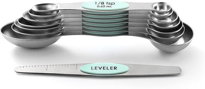 Spring Chef Stainless Steel Magnetic Measuring Spoons Set of 8 with Leveler, Metal Teaspoon & Tablespoon Measuring Spoons, Fits in Spice Jars, Kitchen Gadgets for Baking & Cooking - Set of 2 - Mint - Image 8