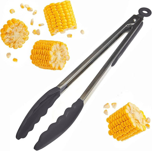 StarPack Premium Silicone Kitchen Tongs 12-Inch - Stainless Steel with Non-Stick Silicone Tips, High Heat Resistant to 600°F, For Cooking, Serving, Grill, BBQ & Salad (Stormy Grey) by StarpackHome