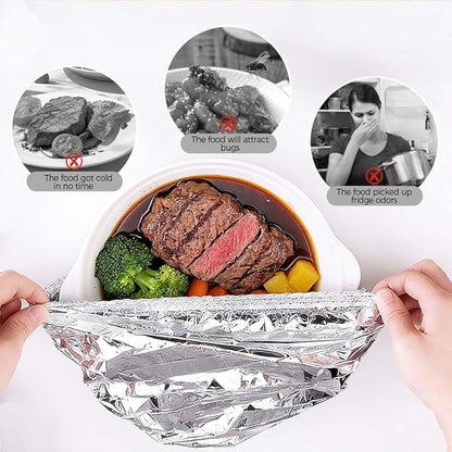 2026 New Reusable Aluminum Foil Food Covers, Pop Up Tin Foil Food Insulation Cover, Heat Shield Lids for Refrigerator Storage Leftover Food And Meal Preparation Fits Containers (30) - Image 4