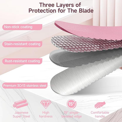 CoquusAid Upgrade Bread Knife for Homemade Bread, World‘s 1st Double Serrated Knife for Crusty Sourdough, 11.6 Inch Stainless Steel Bread Slicer, Professional Sourdough Cutter, Ideal for Gift, Pink - Image 4