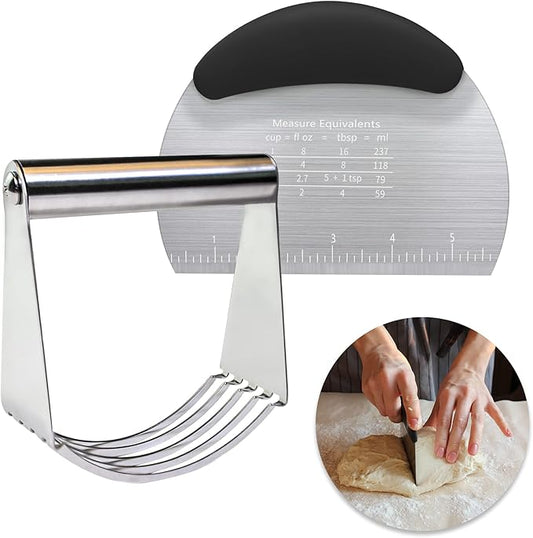 Pastry Cutter Dough Scraper Dough Cutter Scraper Tool Kitchen Pastry Blender,Stainless Steel Pastry Cutters Heavy Duty Dough Cutter for Kitchen Baking Tools,Comfortable and Dishwasher Safe (Black)
