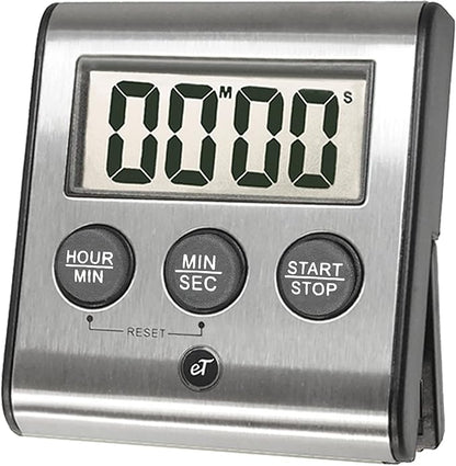 Elegant Digital Kitchen Timer, Stainless Steel Model eT-78, Displays 0-99 Min. or 0-99 Hr., Super Strong Magnet, Volume Switch for Mute/Soft/Loud Alarm, Auto Shut Off, Auto Memory by eTradewinds by eTradewinds