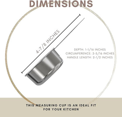 1/4 Cup Stainless Steel Measuring Cup | Sturdy Metal 60 ml | 60 cc | 2 oz | Single Cup for Wet and Dry Ingredients | Great for use as 1/4 Cup Dog Food Scoop - 12 PK - Image 3