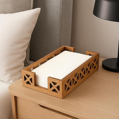 Acacia Wood Paper Towel Holder for Bathroom Counter Decor Trays Table Napkin holder Farmhouse Guest Towel Holder Disposable Hand Towels Tray Bathroom Wooden Kitchen Napkin Holder