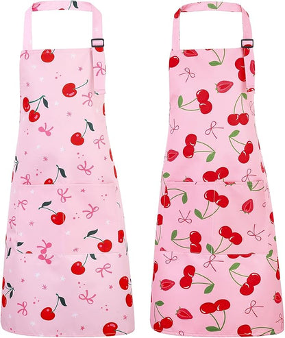 2 Pack Kids Apron, Cute Cooking Aprons, Waterproof Art Apron with Pockets, Toddler Painting Artist Apron Adjustable