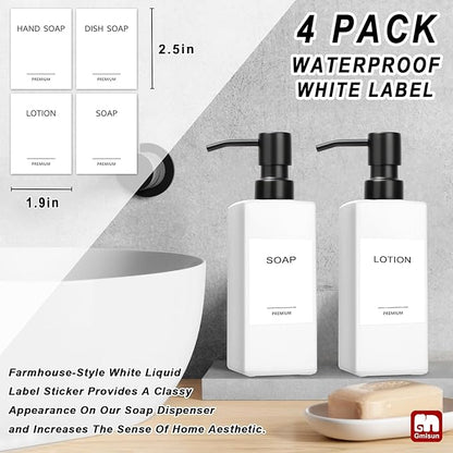 GMISUN White Soap Dispenser, Bathroom Hand Soap Dispenser, Glass Dispenser with Stainless Steel Pump, Kitchen Hand and Dish Soap Dispensers, 12 fl oz/350ml Liquid Refillable Soap and Lotion Bottle - Image 5