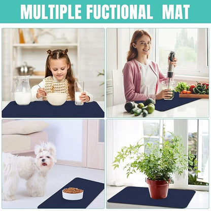 WISELIFE Coffee Mat Super Absorbent Dish Drying Mat Coffee Bar Accessories Large Drying Mats for Kitchen Counter 17" W x 30" L, Blue - Image 7