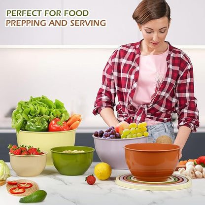 Greentainer Plastic Mixing Bowls with Lids Set for Kitchen, 5 Set Nesting Bowls for Mixing, Baking, Prepping, Cooking and Serving Food, Mixing Bowls Dishwasher, Microwave Safe - Image 7