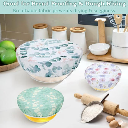 5-Size Reusable Beeswax Bowl Covers for Bread Proofing, Cotton Cloth Flexible Beeswax Wraps for Sourdough Bread Cover and Food Storage - Image 4