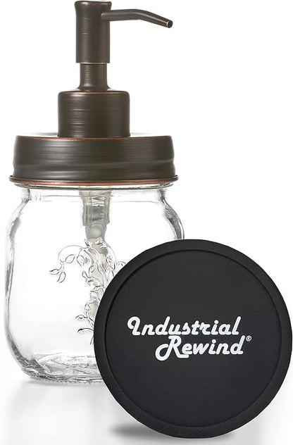 Mason Jar 12oz & 16oz Soap and/or Lotion Dispensers for Hand Sanitizer, Liquid Soap or Hand/Body Lotion (Oil Rubbed Bronze, 12oz & 16oz)