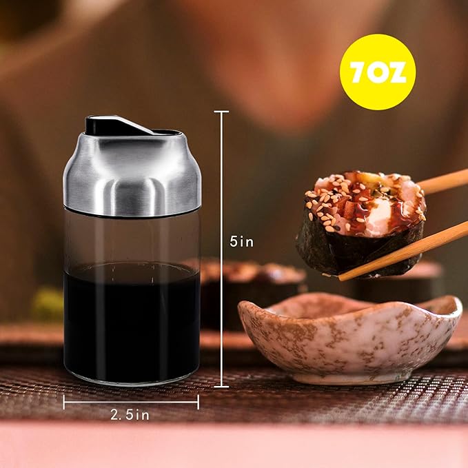 Aelga Soy Sauce Dispenser, 7oz Non-Drip Spout Oil and Vinegar Dispenser with Auto Flip Cap, Glass Oil Cruet for Kitchen Cooking - Image 6