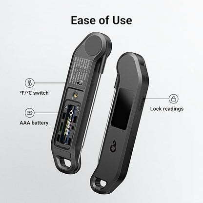 Professional Digital Meat Thermometer, 1 Sec Instant Read, ±0.5℉ Accuracy NIST&NSF Certified Food Thermometer, Auto-Rotate Bright LED Screen, Highly Waterproof Cooking Thermometer for Grill BBQ, Black - Image 9