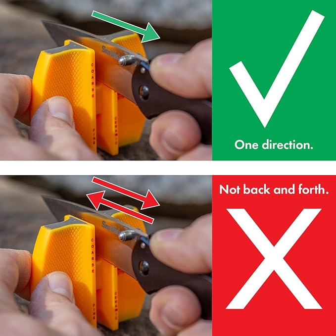 Smith's CCKS 2-Step Knife Sharpener - Yellow - 2-Step Preset Coarse & Fine Slots - Outdoor Handheld Knife Sharpener - Fishing, Hunting, Fillet, Pocket Knives - Compact Plastic Portable Keychain Tool - Image 7