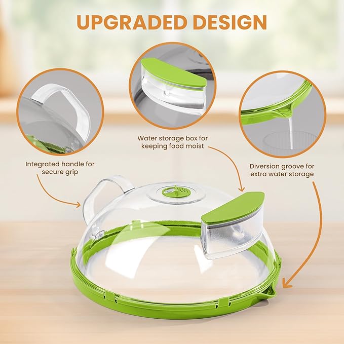 12 Inch Microwave Splatter Cover, Upgraded Microwave Cover for Food with Water Steamer, Integrated Handle, Splatter Guard, Cookware lid, House Warming Gifts New Home, Green - Image 3