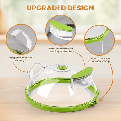 12 Inch Microwave Splatter Cover, Upgraded Microwave Cover for Food with Water Steamer, Integrated Handle, Splatter Guard, Cookware lid, House Warming Gifts New Home, Green - Image 3