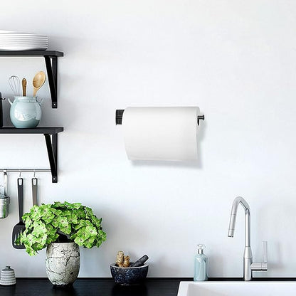 Kitchen Magnetic Stainless Steel Paper Towel Holder for Refrigerator, Grill, Toolbox (Magnetic-30cm-Black-B)