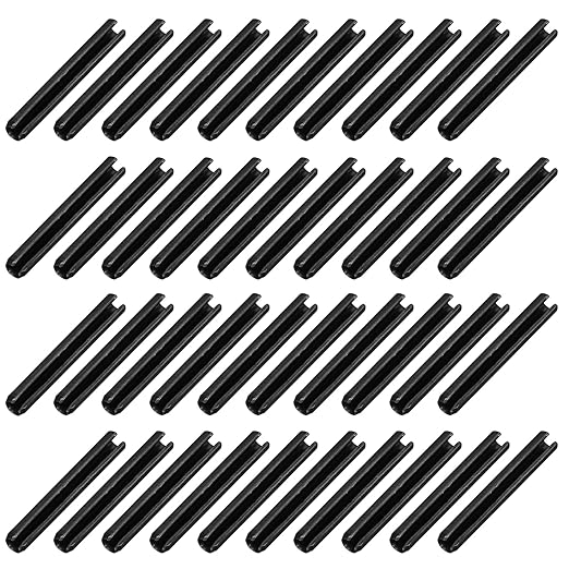 MECCANIXITY 120Pcs Slotted Split Roll Pins 4/25 Inch(4mm) Dia. 1-1/5 Inch(30mm) Length 65Mn Steel Spring Tension Expansion Dowels for Secure Fastening, Black