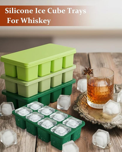 Large Silicone Ice Cube Trays with Lids, ZDPMK 3 Pack Large Whiskey Ice Cube Molds, Easy‑Release 2 Inch Square Big Ice Cube Molds for Freezer, Cocktails, Iced Coffee, Baby Food, Dishwasher‑Safe - Image 2