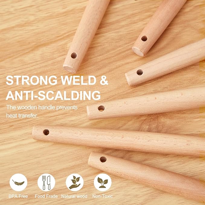 Kitchen Utensils Set - 34 PCS Non-Stick Silicone Cooking Utensils Set Spatula Set with Holder, Wooden Handle Spoon,Brush,Whisk Kitchen Gadgets Tools Set for Nonstick Cookware (Black-34P) - Image 5