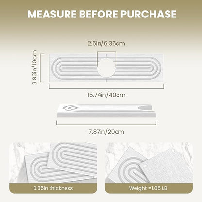 Premium Diatomite Stone Drying Mat for Kitchen Counter - Faucet Mat for Kitchen Sink, Sink Protector & Splash Guard, Quick-Dry Kitchen Sink Mat,Super Absorbent (White, 15.8"x4") - Image 9